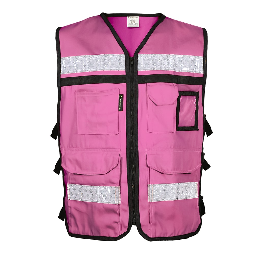 CHALECO RESCATISTA ABIERTO ROSA 100% ALGODON CON REFLEJANTE TALLA GD