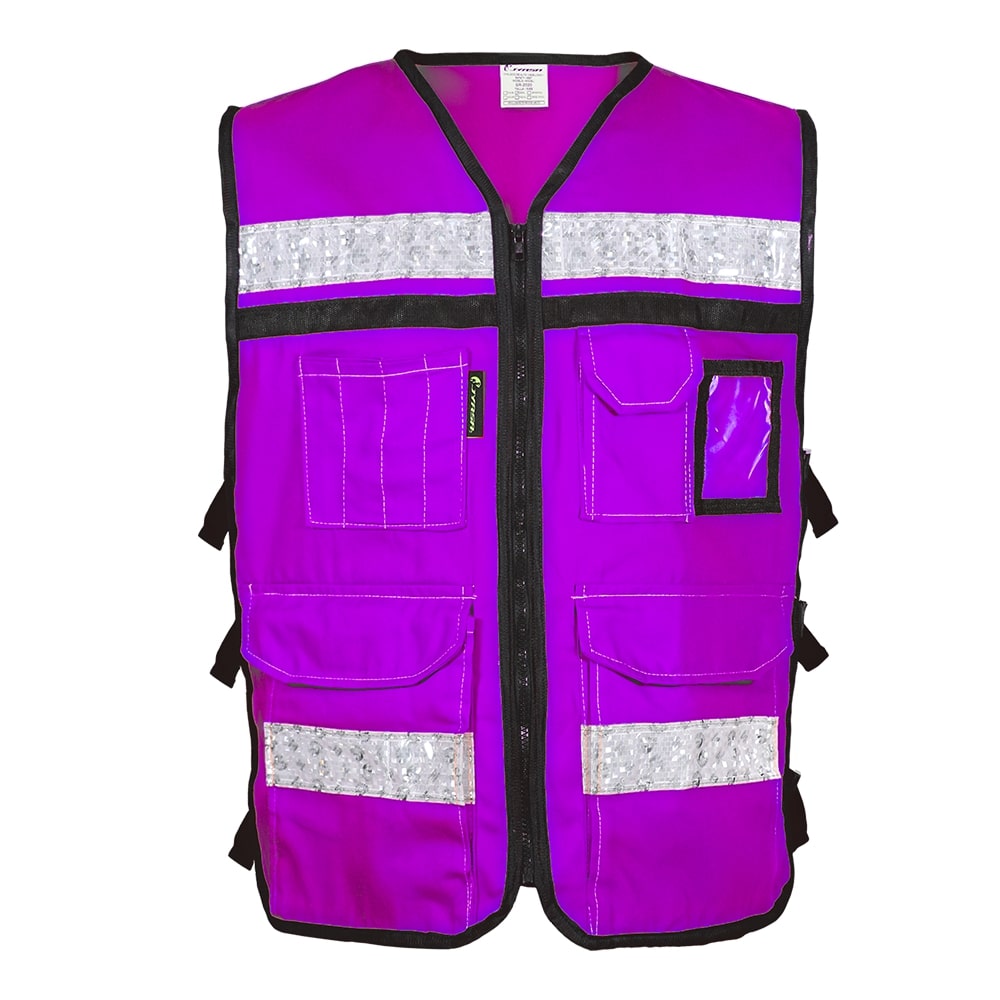 CHALECO RESCATISTA ABIERTO MORADO 100% ALGODON CON REFLEJANTE TALLA MD