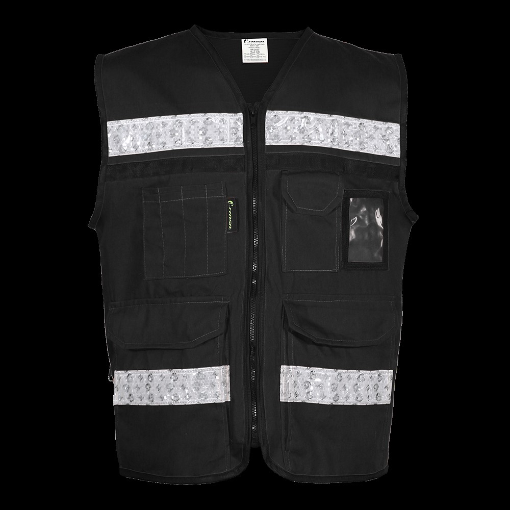 CHALECO RESCATISTA CERRADO NEGRO 100% ALGODON C/ REF TALLA GD