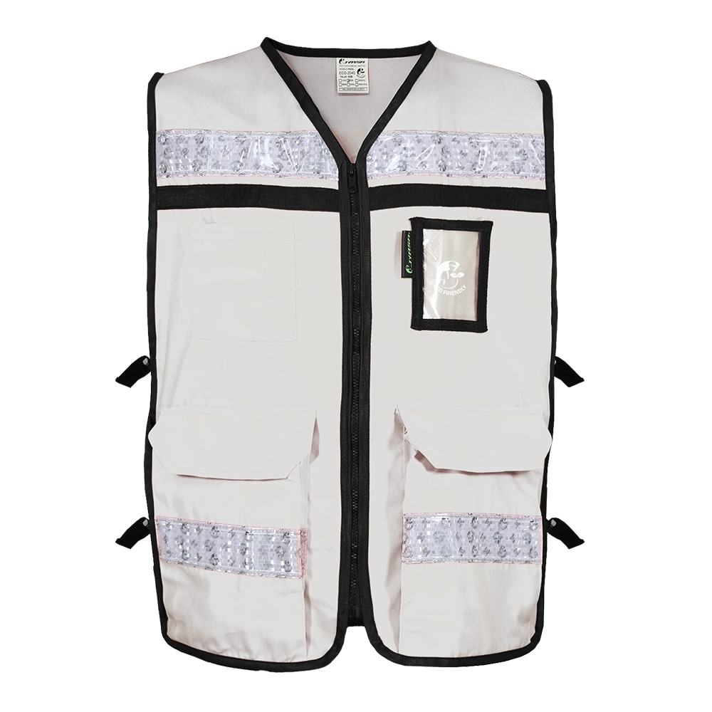 CHALECO RESCATISTA ABIERTO BLANCO ALGODON/POLIESTER CON REFLEJANTE TALLA 2XG