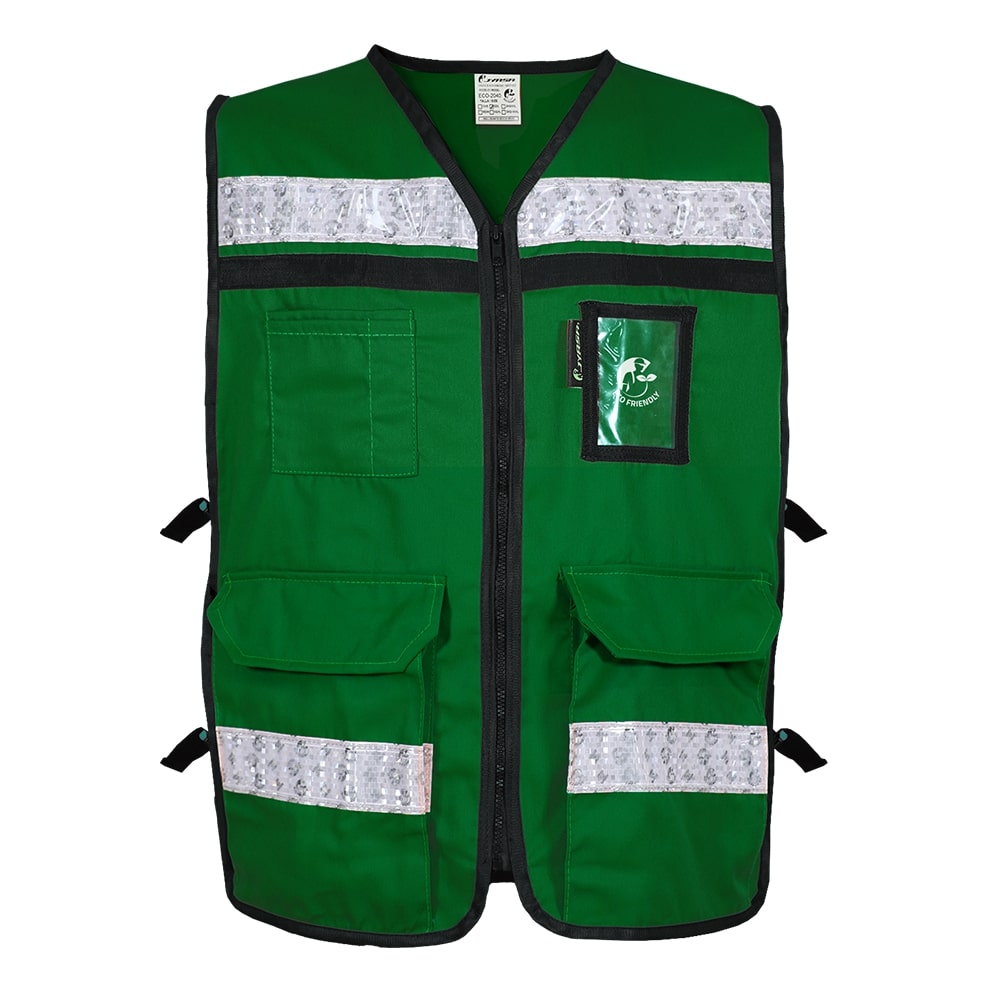 CHALECO RESCATISTA VERDE CON REF. PLASTICO TALLA CH