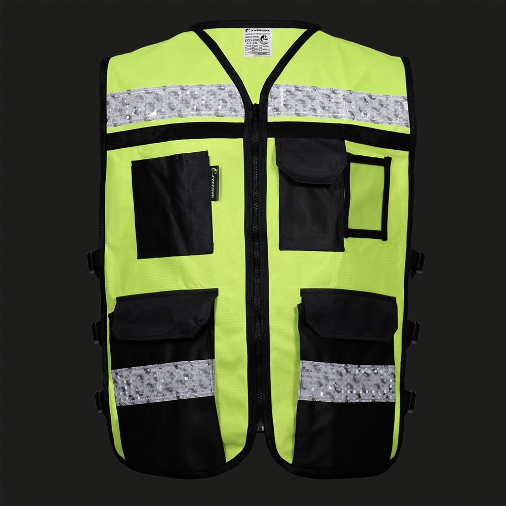 CHALECO ECOFRIENDLY AMARILLO ABIERTO TIPO RESCATISTA DE ALTA VISIBILIDAD T-2XG
