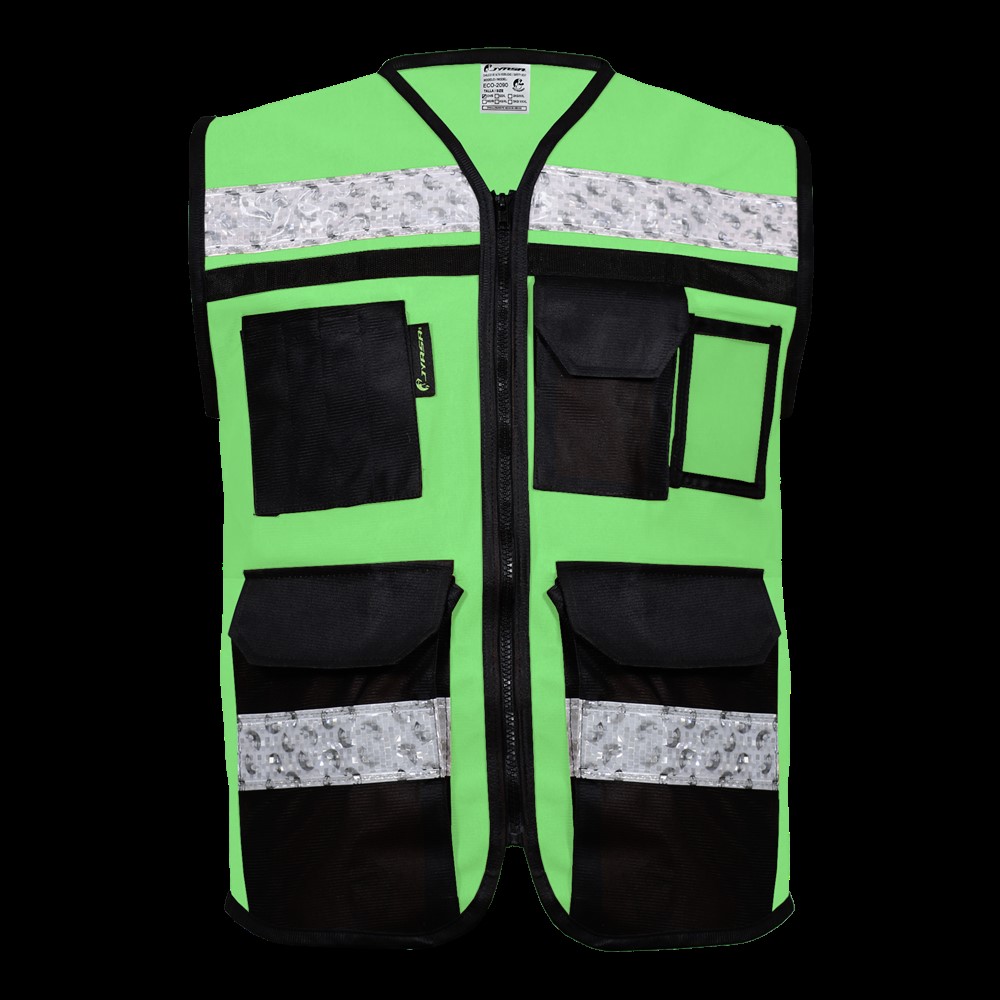 CHALECO ECOFRIENDLY VERDE CERRADO TIPO RESCATISTA DE ALTA VISIBILIDAD T-GD