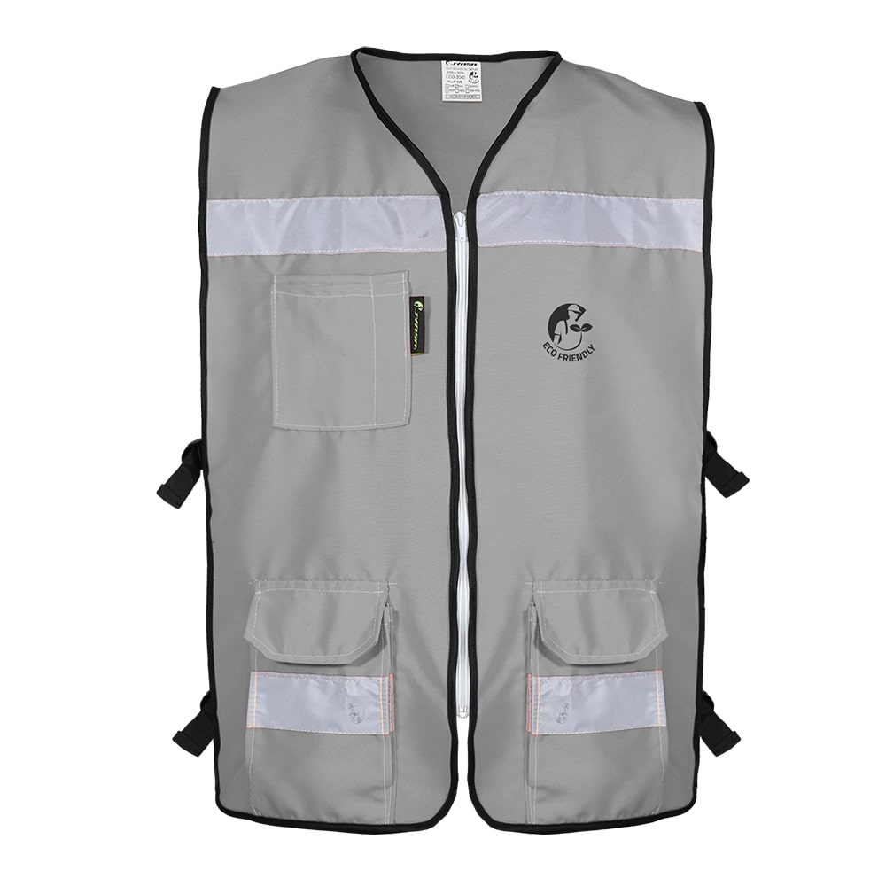 CHALECO RESCATISTA ABIERTO GRIS ALGODON/POLIESTER CON REFLEJANTE TALLA MD