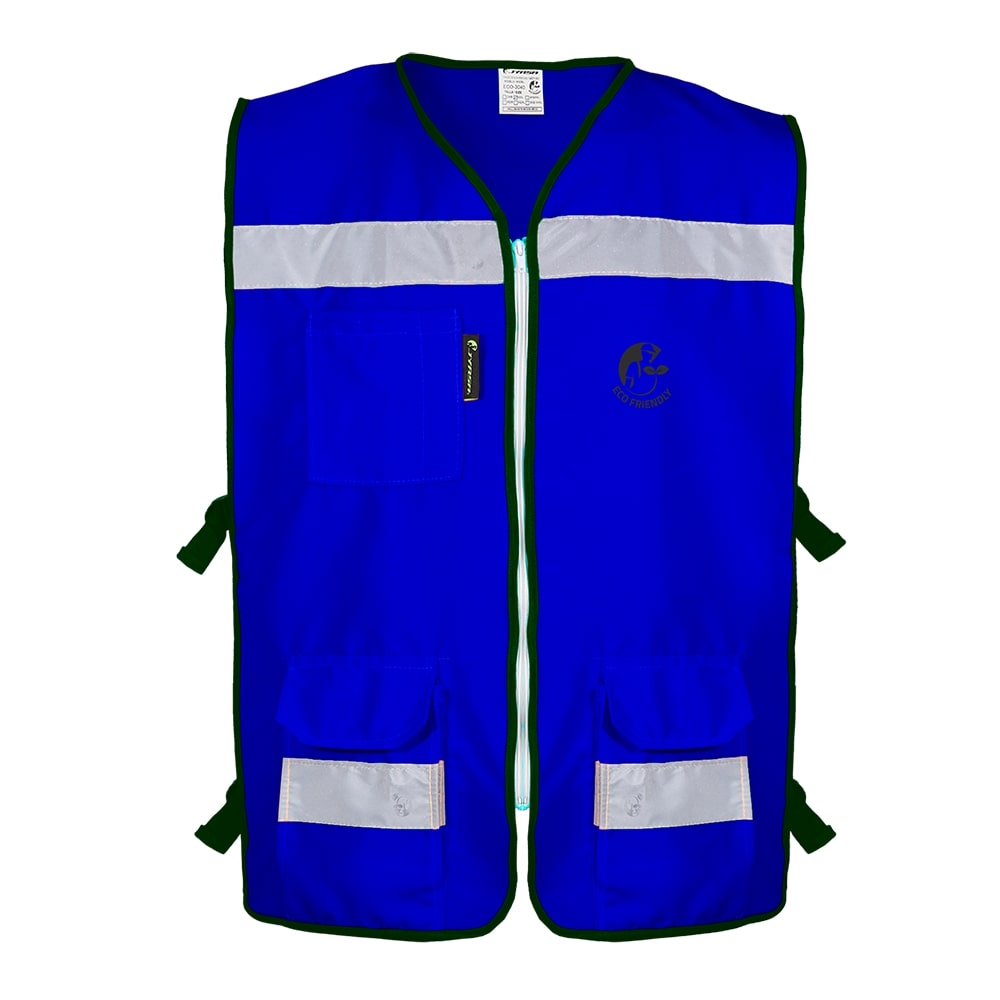 CHALECO RESCATISTA ABIERTO AZUL REY ALGODON/POLIESTER CON REFLEJANTE TALLA GD