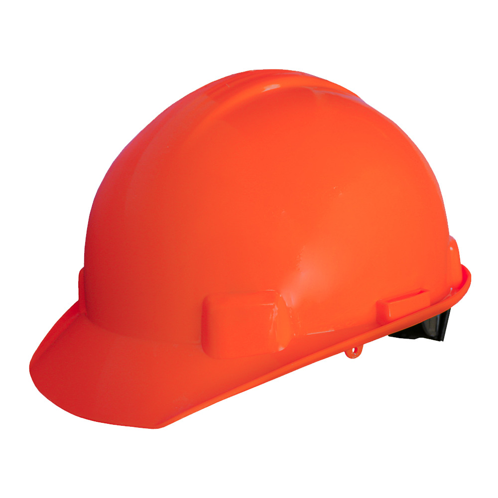 CASCO MATRACA ECOFRIENDLY TIPO 1, CLASE E, SUSP. PLASTICA/TEXTIL 6 PUNTOS ANARANJADO HV