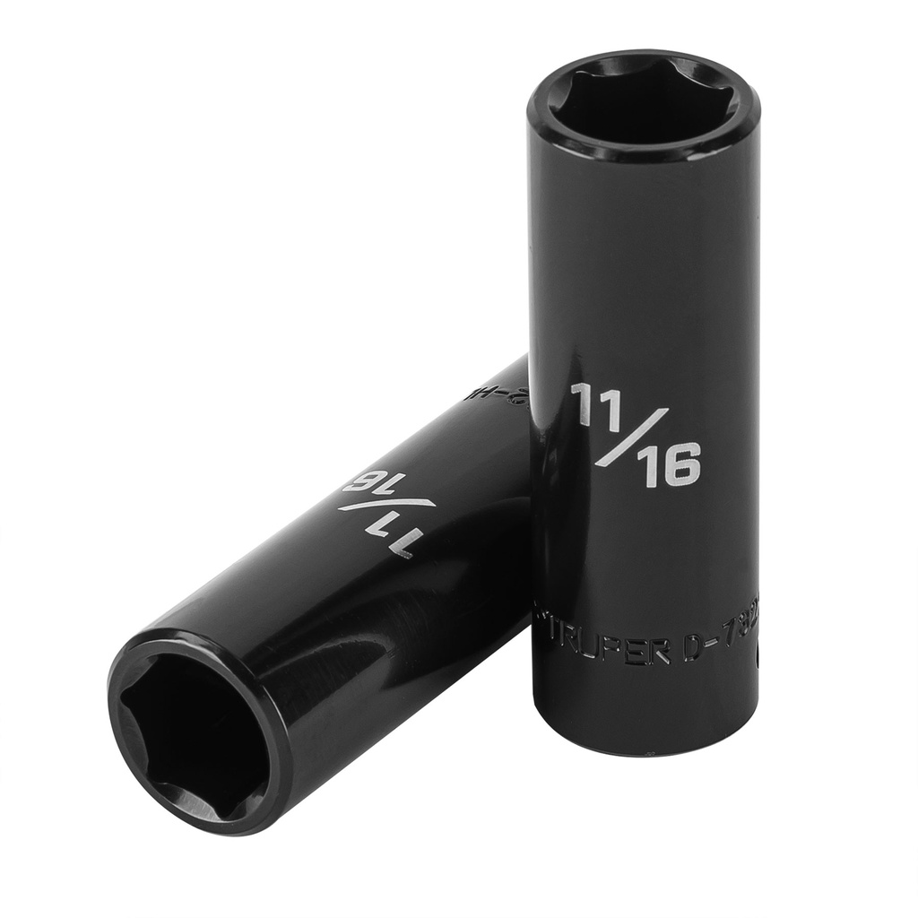 Dado largo impacto de 11/16', 6 puntas, cuadro 1/2', Truper