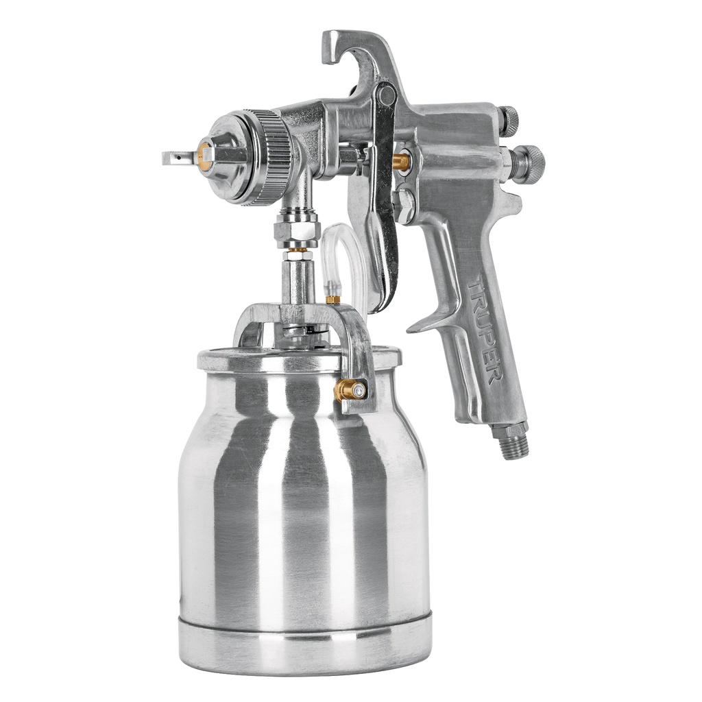 Pistola p/pintar succion HVHP vaso alum, 1.8mm, 2 val Truper