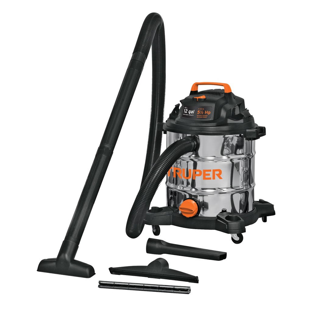 Aspiradora de solidos y liquidos, 12 gal, acero inox, Truper