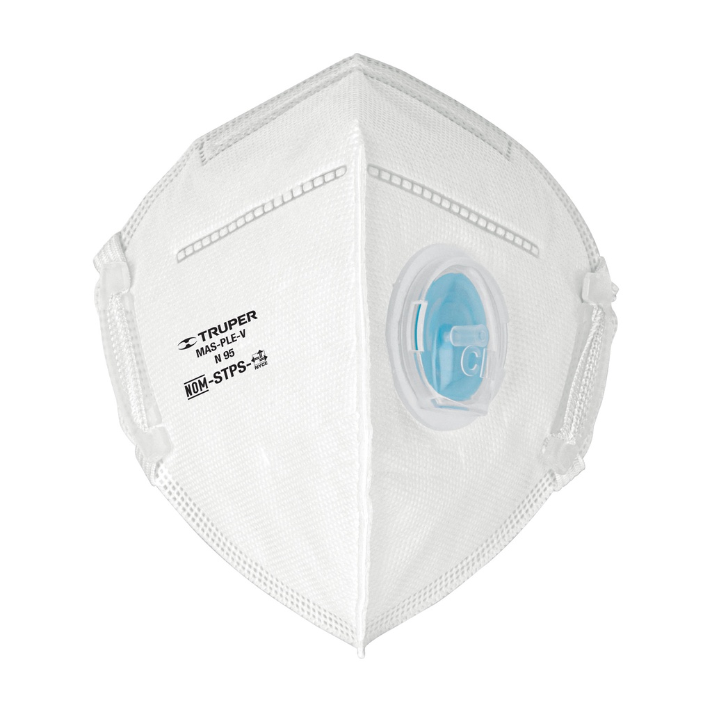 Respirador plegable N95 con valvula para particulas, Truper