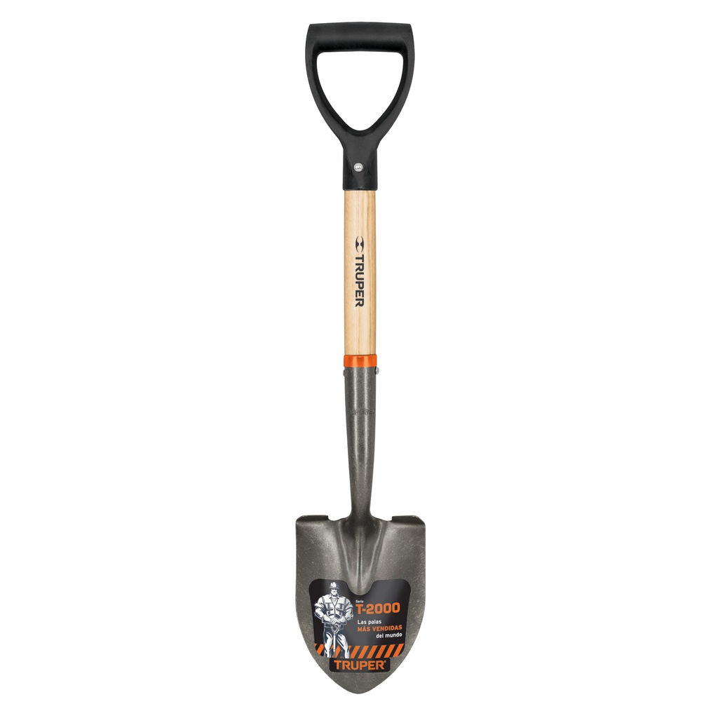 Pala cajuelera redonda, puño 'D' mango de madera, Truper