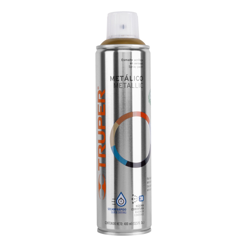 Pintura en aerosol, oro metalico, bote esbelto, 400 ml