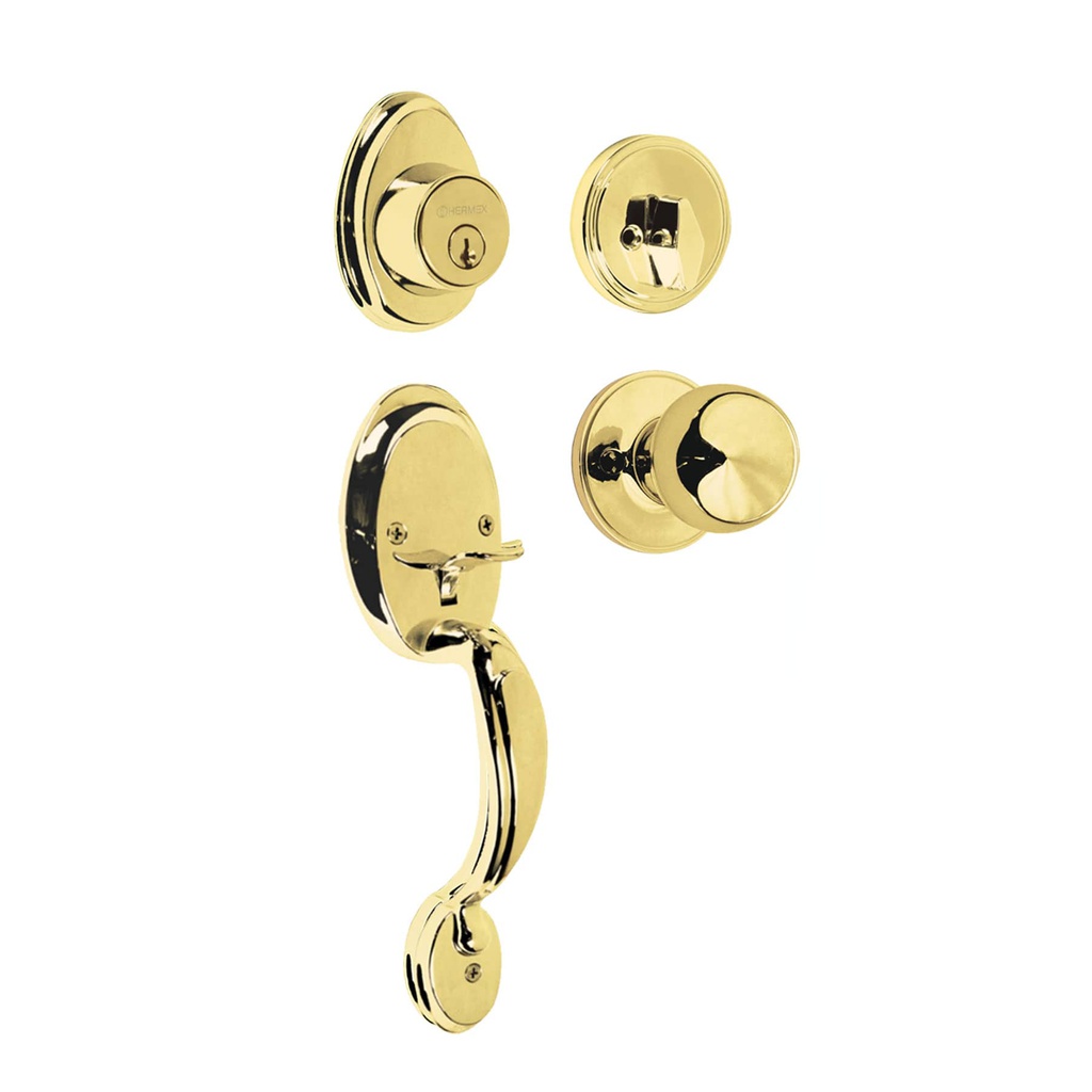 Jaladera, perilla y cerrojo mariposa, laton brillante, Basic