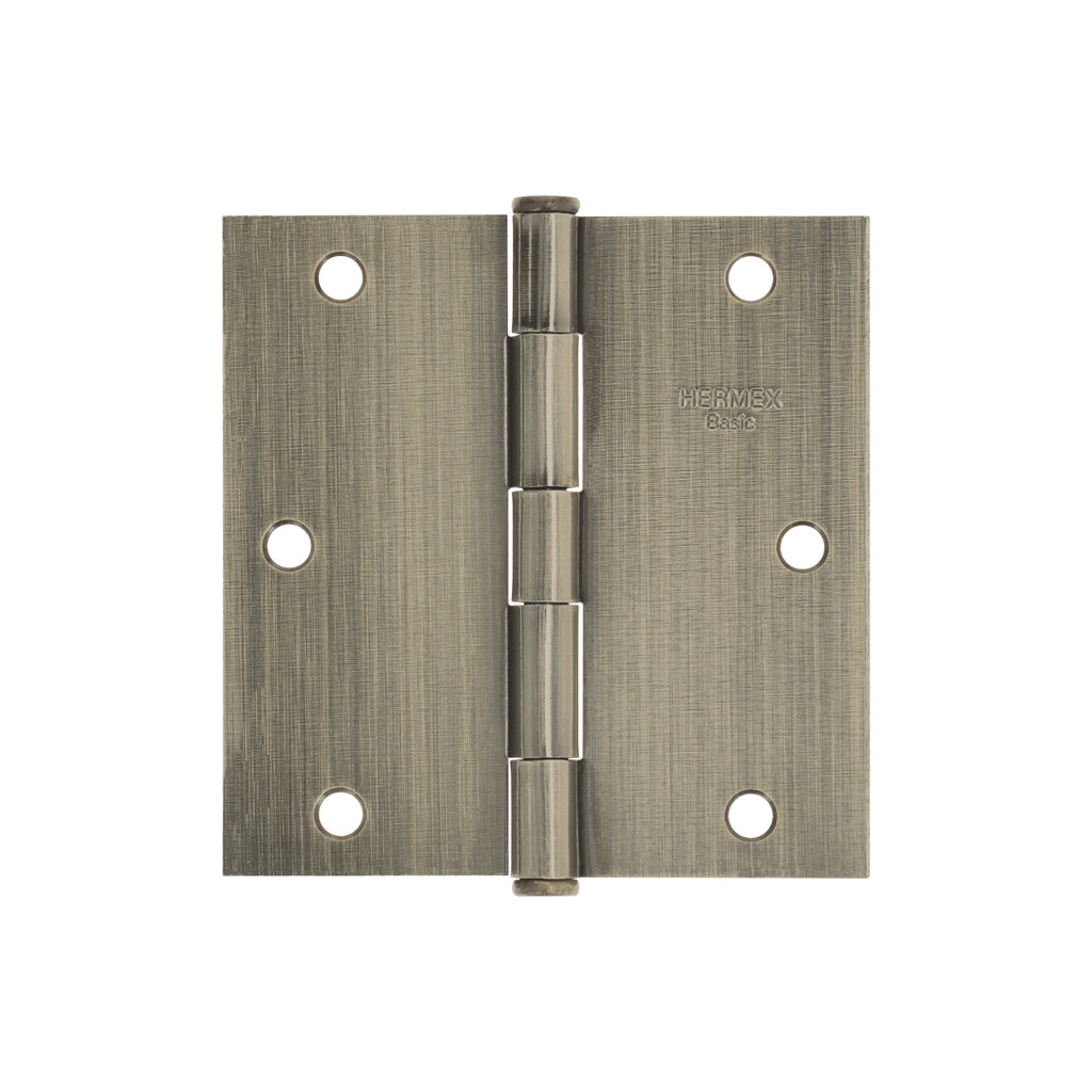 Bisagra cuadrada 3-1/2', laton antiguo, cabeza plana, Basic