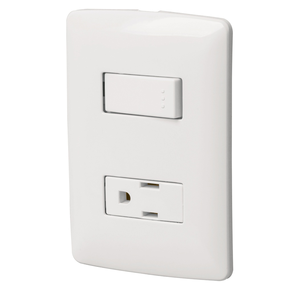 Placa armada contacto e interruptor, blanco, linea Italiana