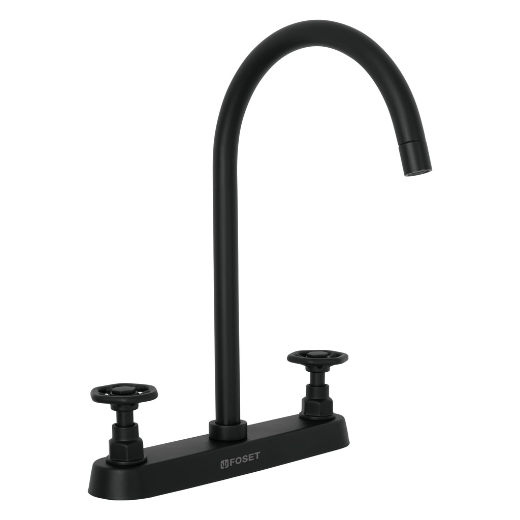 Mezcladora p/fregadero,manerales redondos,negro mate,Tubig