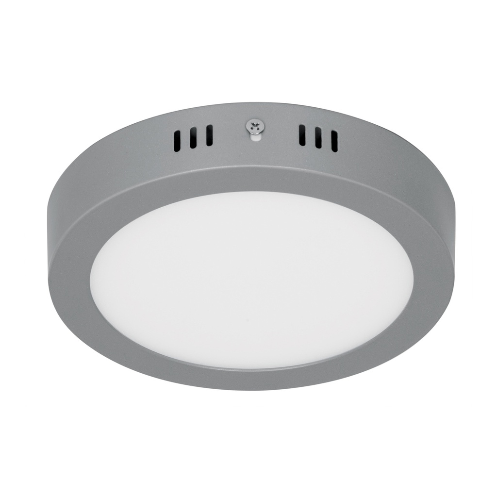 Luminario LED tipo plafon 12 W, redondo, luz de dia, gris