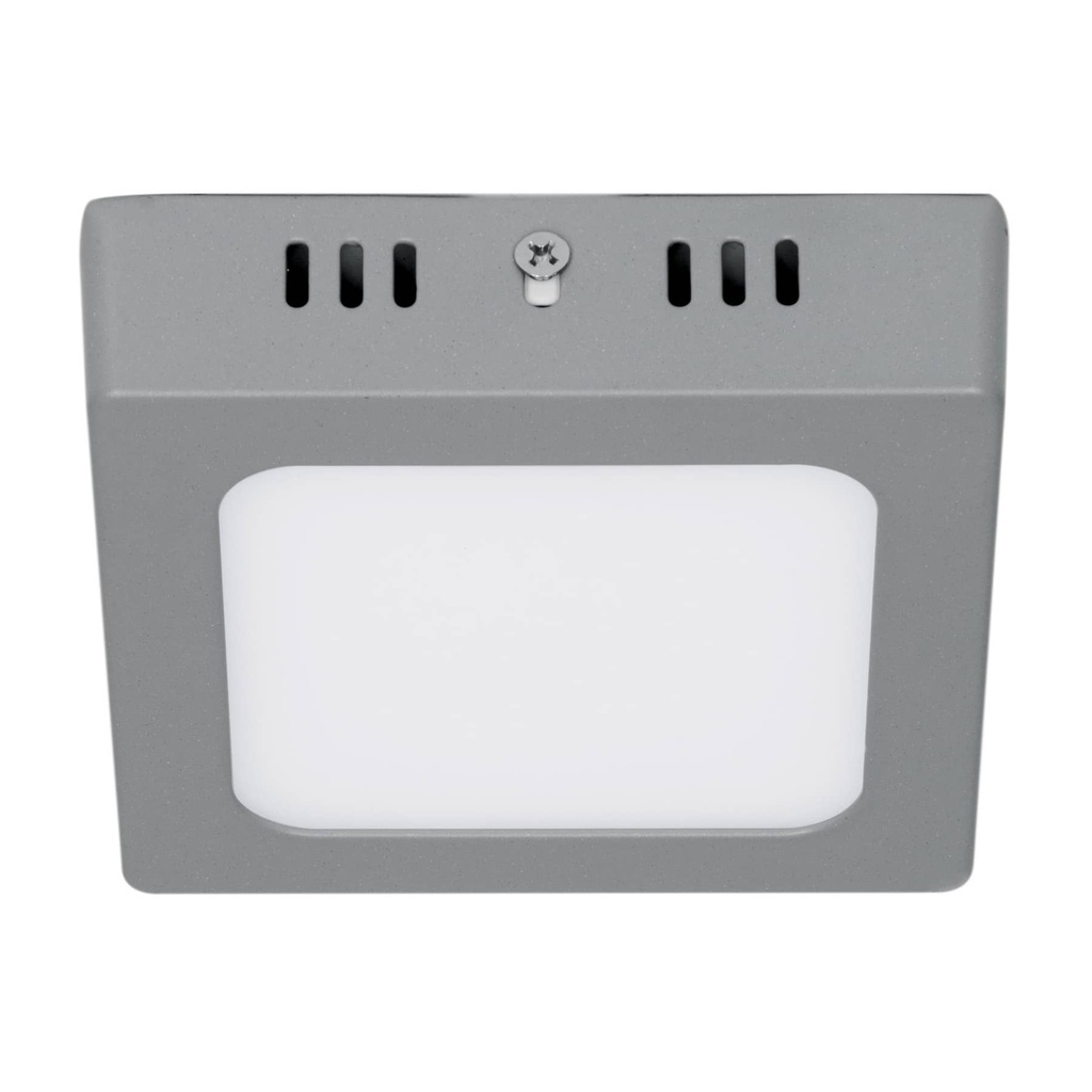 Luminario LED tipo plafon 6 W, cuadrado, luz de dia, gris