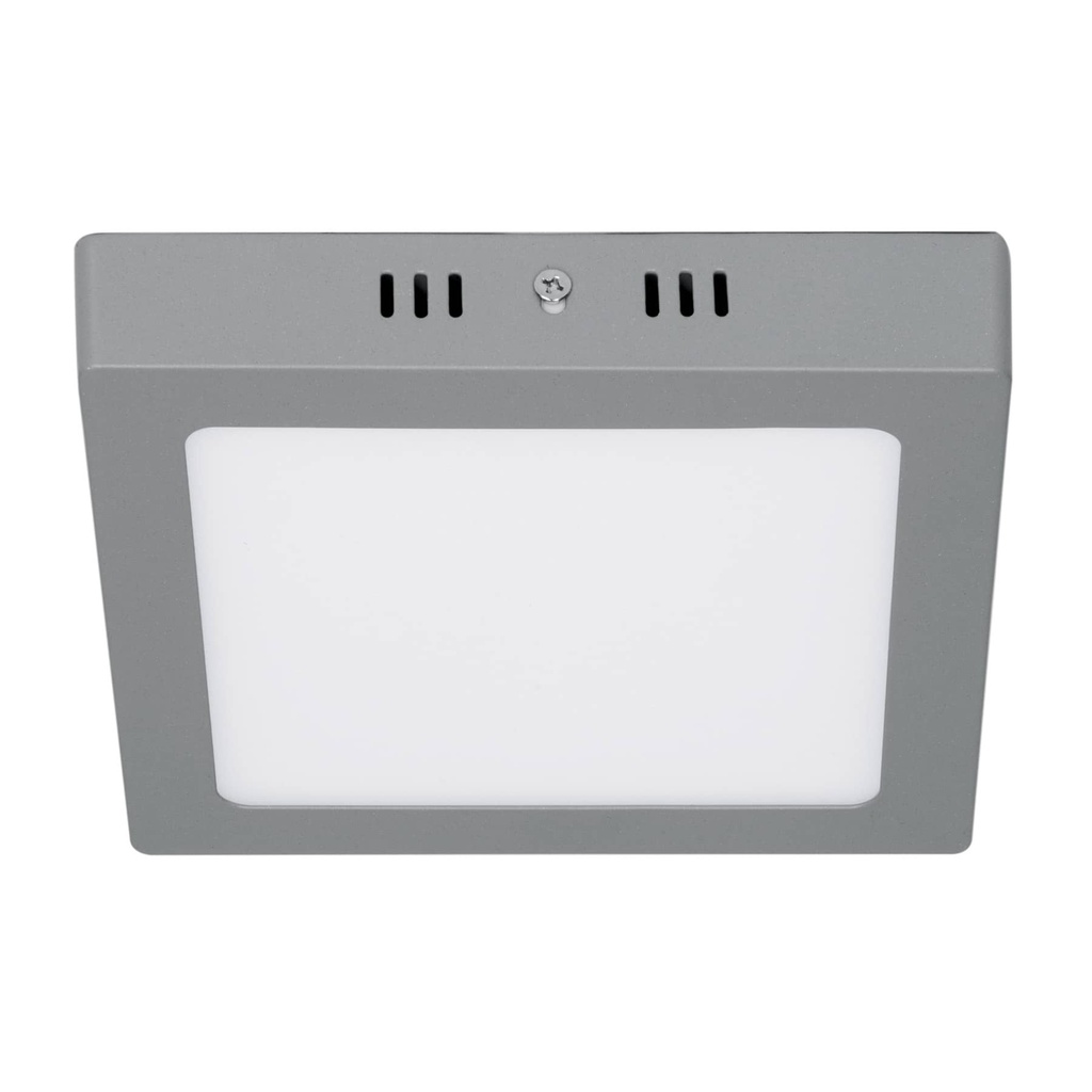 Luminario LED tipo plafon 12 W, cuadrado, luz de dia, gris