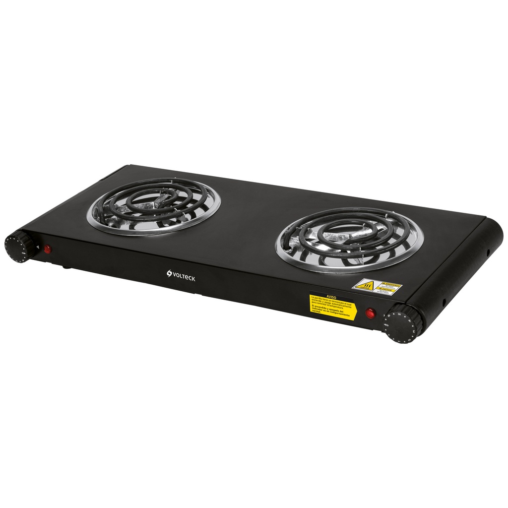 Parrilla electrica 2 quemadores en espiral, blanca Volteck