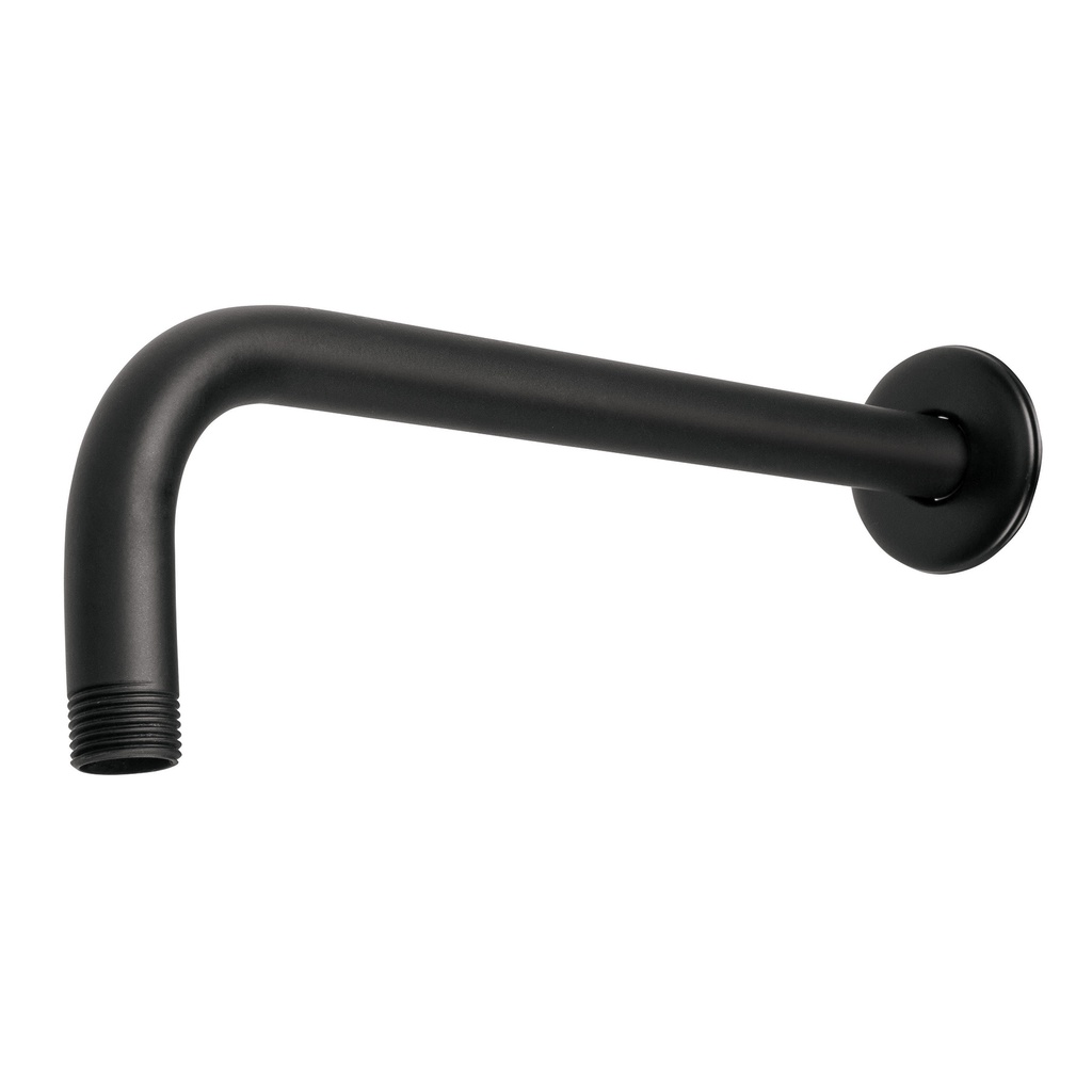 Brazo recto con chapeton para regadera, 30 cm, negro mate