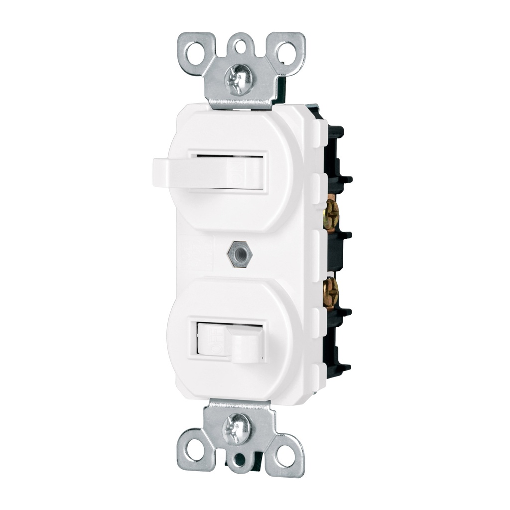 Interruptor duplex de palanca, Standard, blanco, Volteck