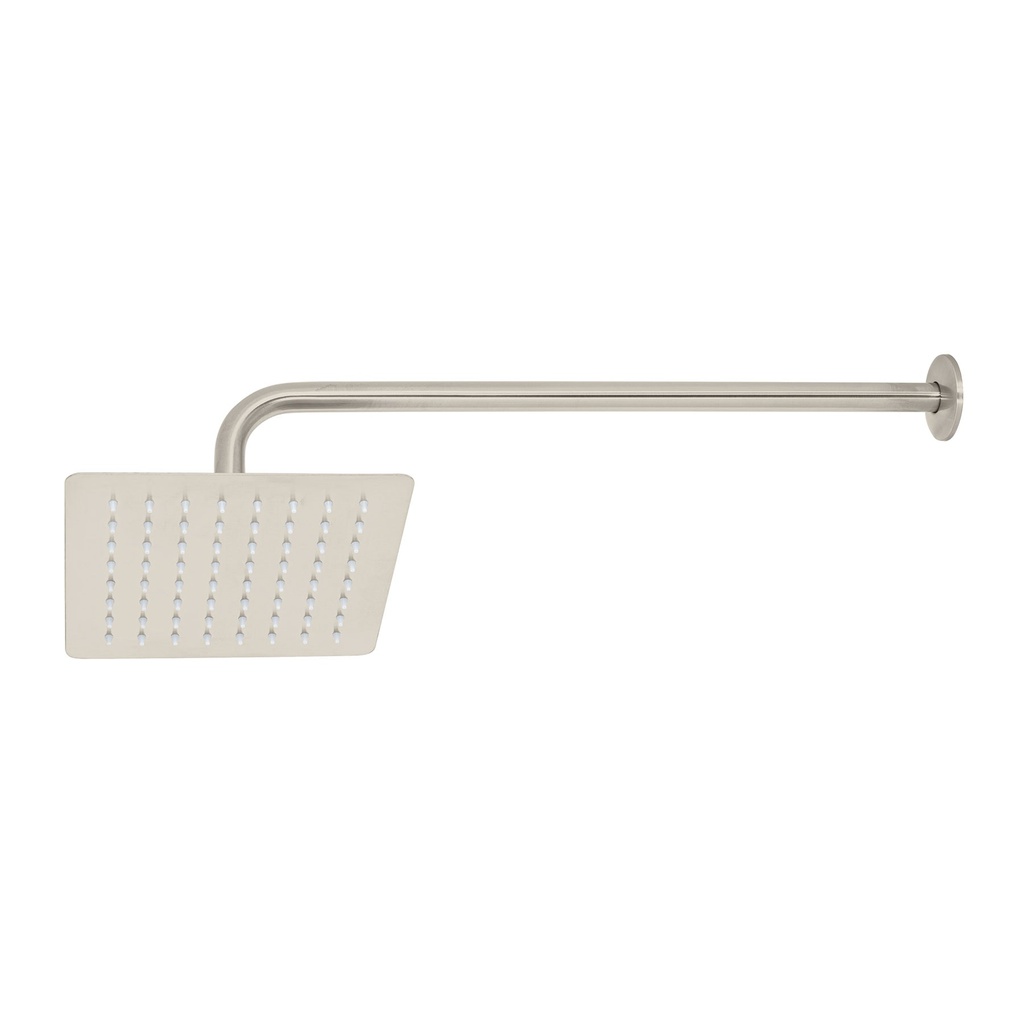 Regadera cuadrada 8', acero inox, con brazo, satin, Tubig