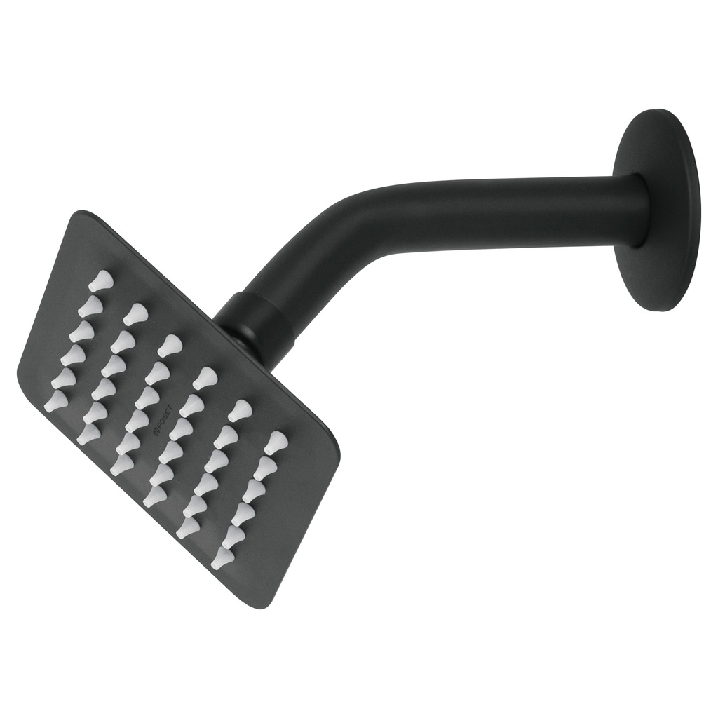 Regadera cuadrada 4', acero inox, con brazo, negro, Tubig