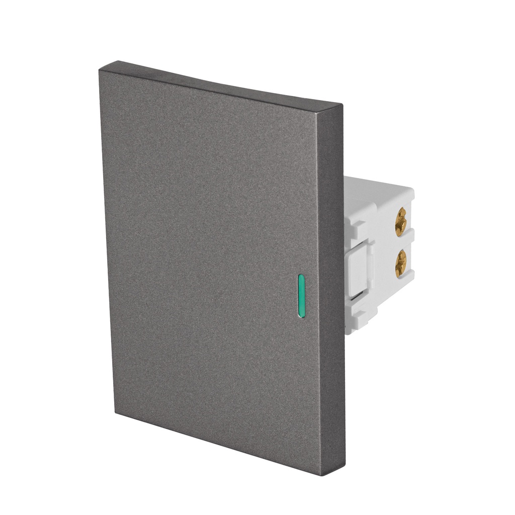 Interruptor sencillo acero inox de 3 modulos, linea Lisboa