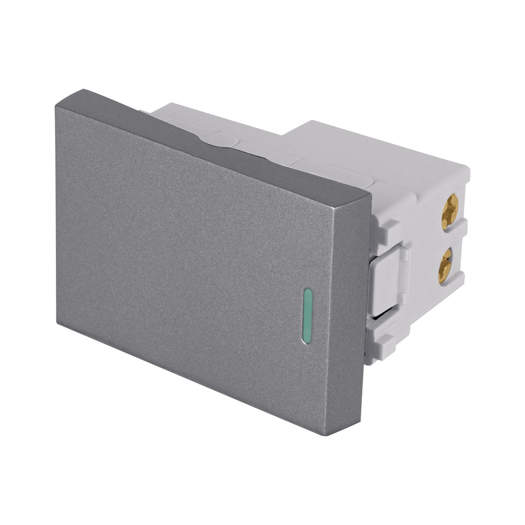 Interruptor 3 vias acero inox de 1.5 modulos, linea Lisboa