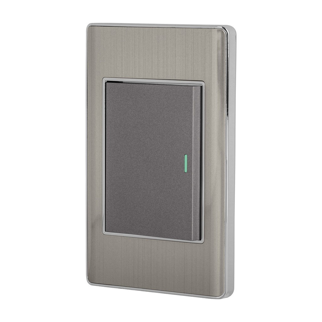 Placa armada acero inox 1 interruptor 3 modulos, Lisboa