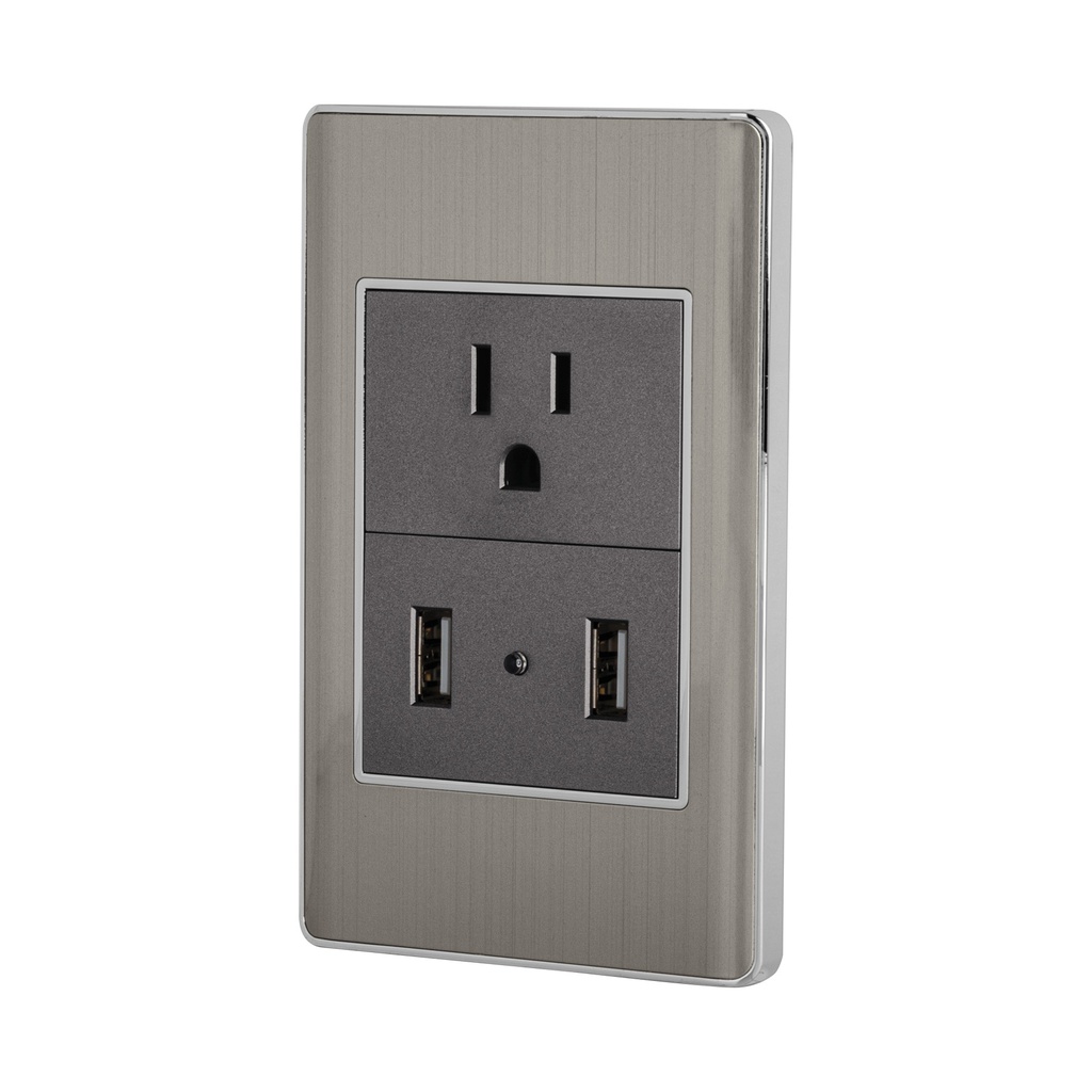 Placa armada acero contacto y 2 puertos USB 1.5 mod, Lisboa