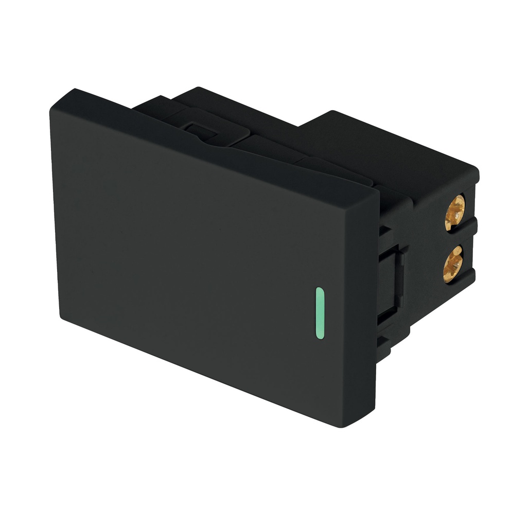 Interruptor sencillo negro de 1.5 modulos, linea Lisboa