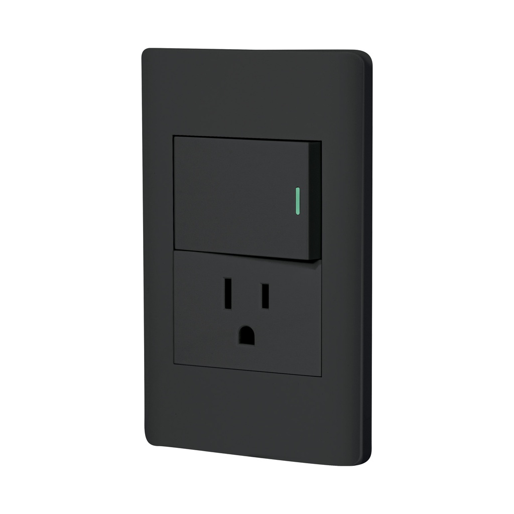 Placa armada negra interruptor y contacto 1.5 mod, Lisboa