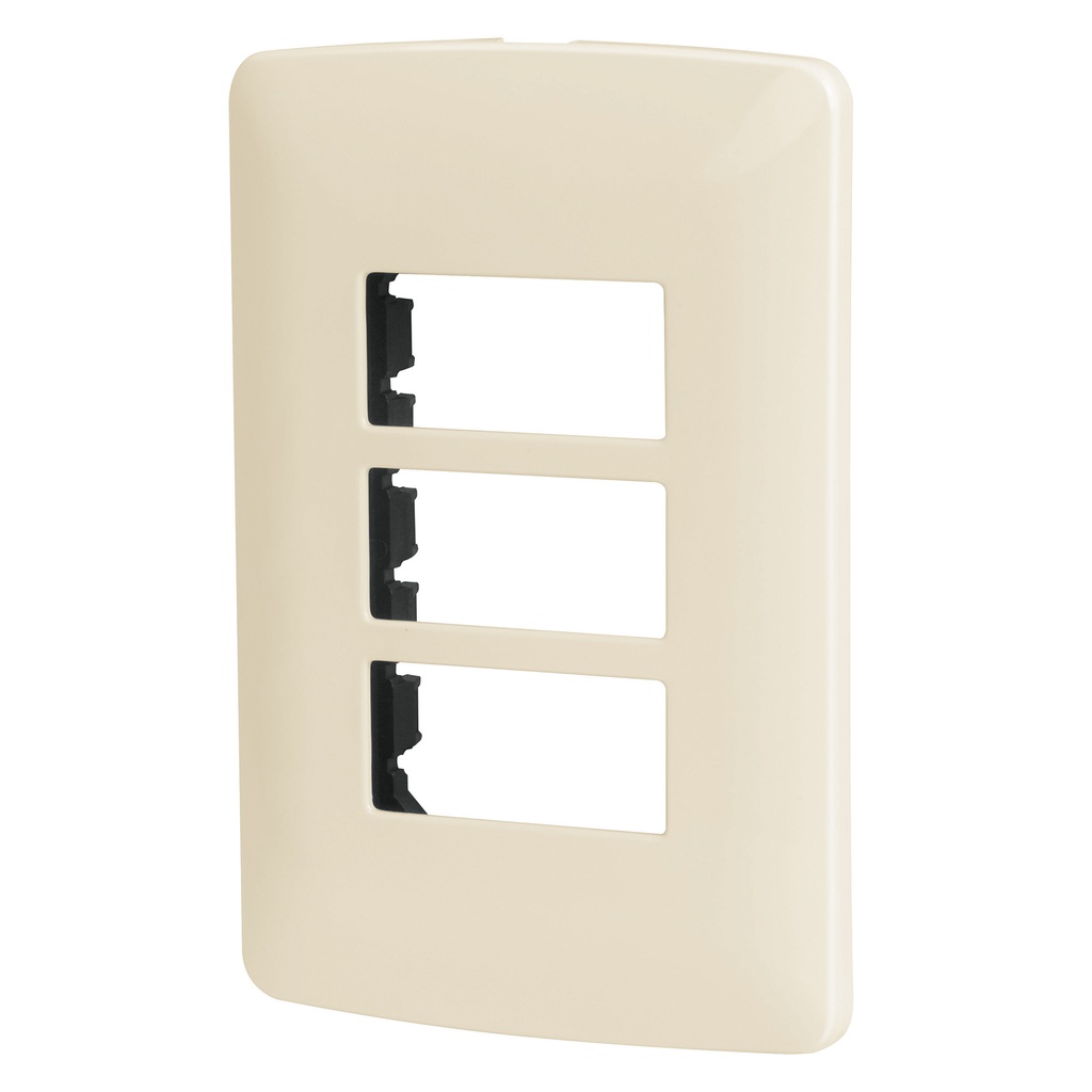 Placa 3 modulos de ABS, linea Italiana, color marfil