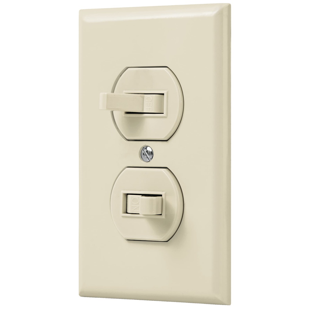 Placa armada 2 interruptores sencillo, linea Standard,marfil