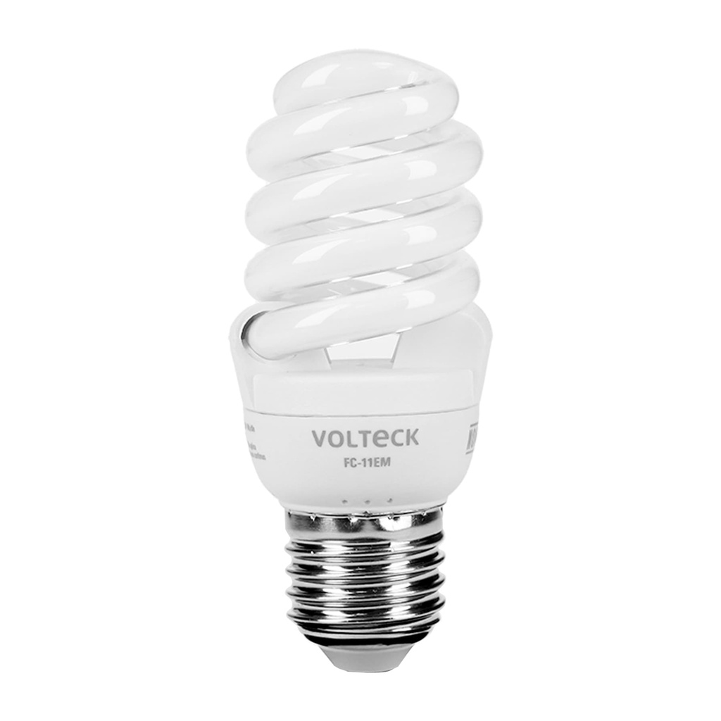 Lampara espiral mini T2 11 W luz calida en blister, Volteck