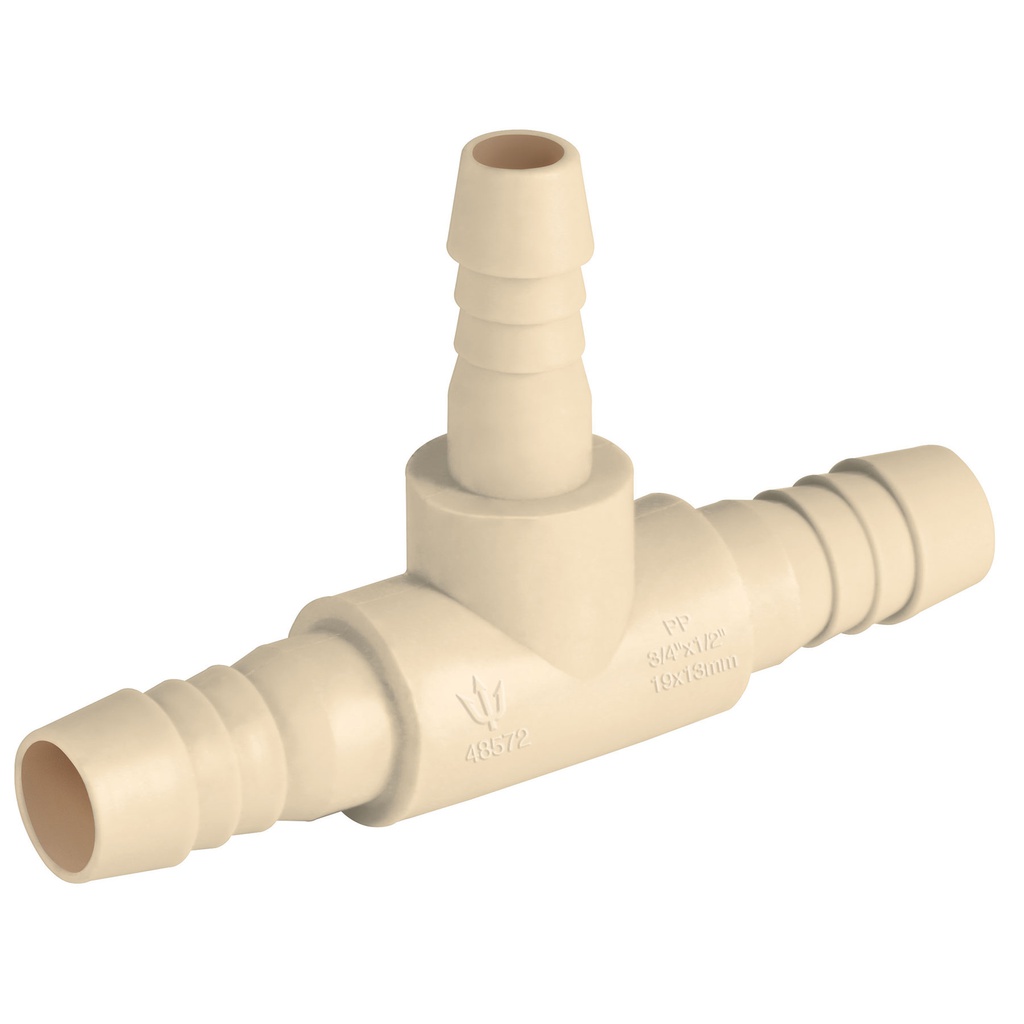 Tee reducida insercion central 3/4' x 1/2' de polipropileno
