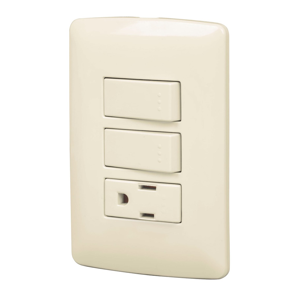 Placa armada contacto 2 interruptores,marfil, linea Italiana