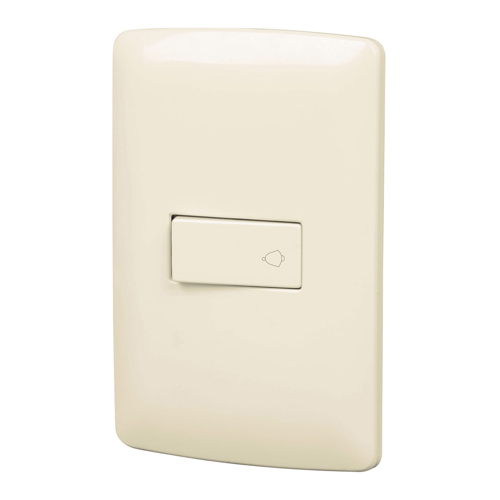 Placa armada con timbre, marfil, linea Italiana, Volteck