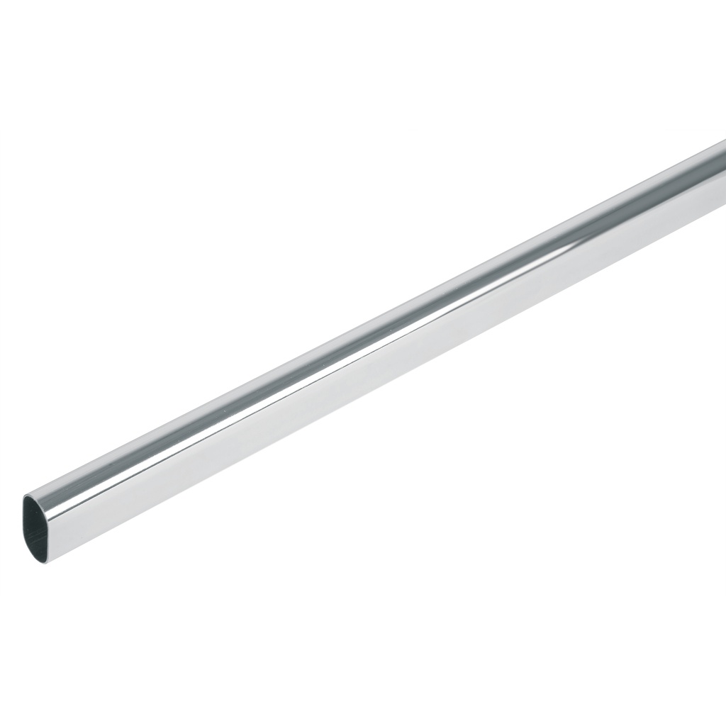 Tubo ovalado para closet, 3.0 m, acero cromado, Hermex