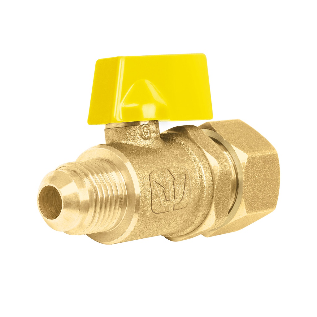Valvula de control laton para gas 3/8'x1/2' tipo barrilito