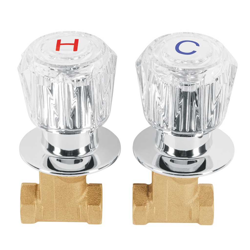 Juego llaves empotrar roscables, maneral acrilico, Foset