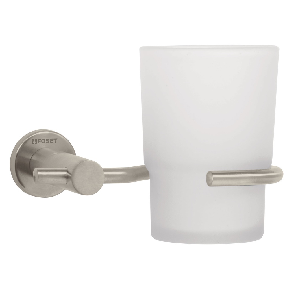 Portavaso cepillero satin con vaso de vidrio, Foset Element