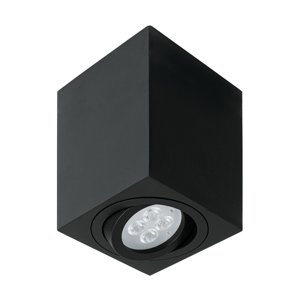 Luminario de sobreponer c/spot dirigible, cuadrado, negro