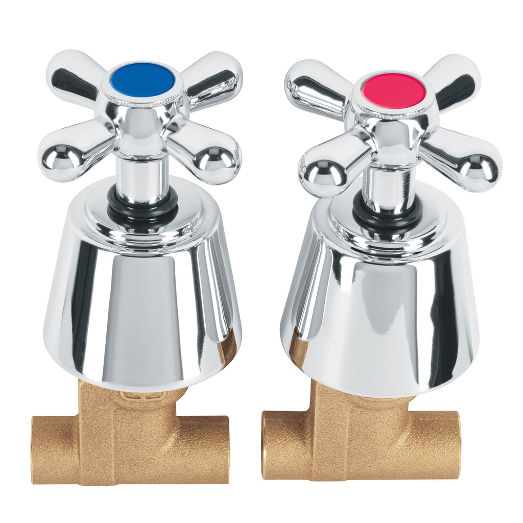 Juego llaves empotrar soldables, cruceta, Aqua