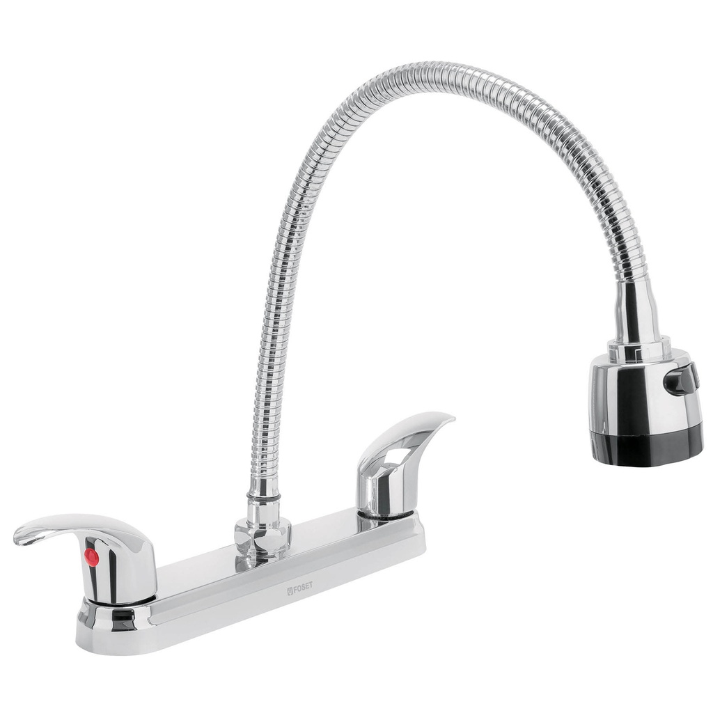 Mezcladora inox 8' p/fregadero, flexible, palanca, Aqua