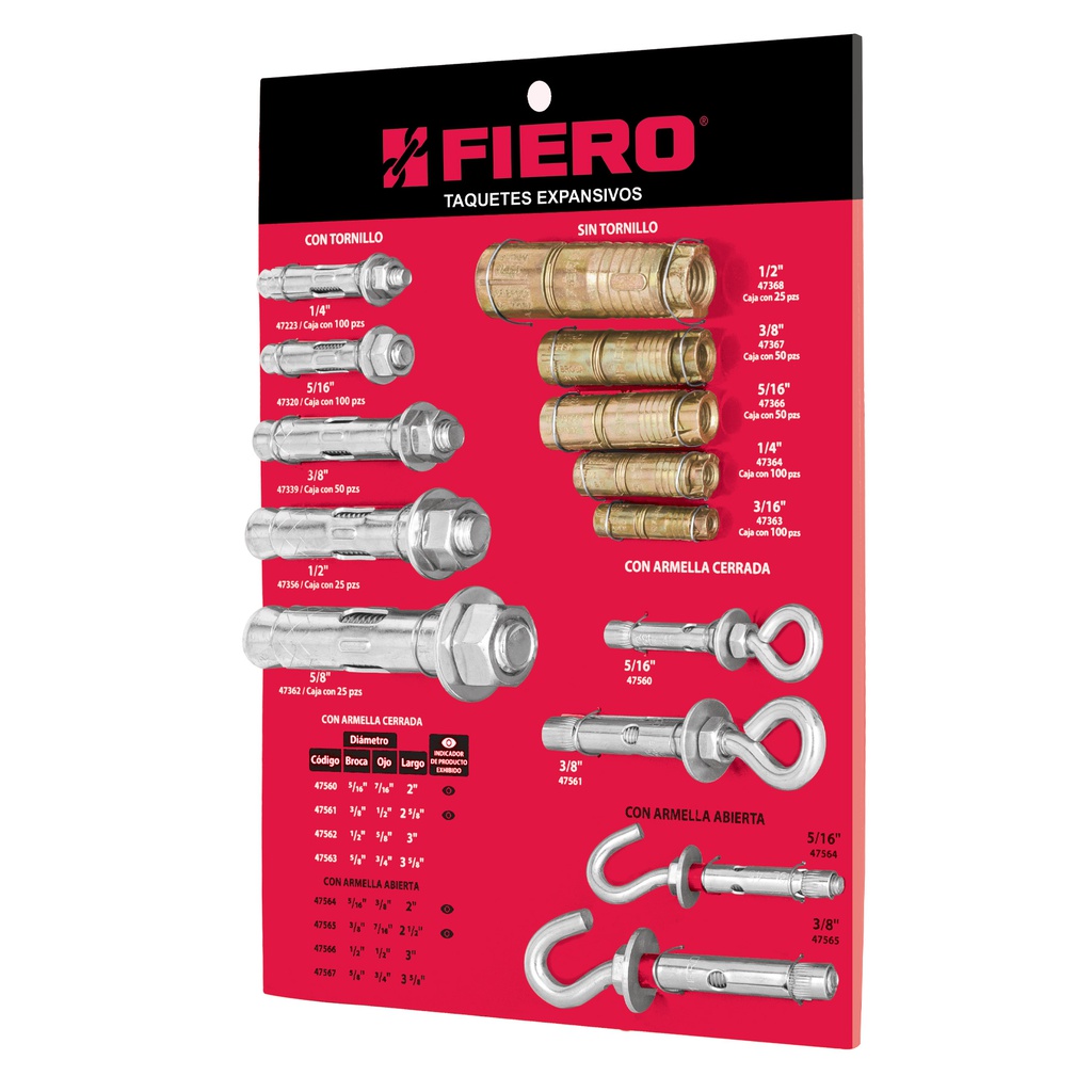 Exhibidor Fiero de taquetes expansivos