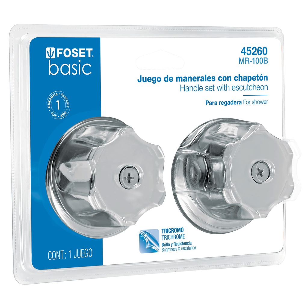 Juego de 2 manerales metalicos para regadera, en blister