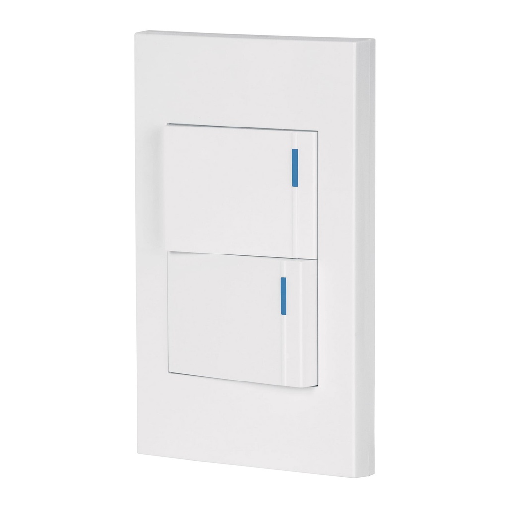 Placa armada 2 interruptores, 1.5 modulos, Española, blanco